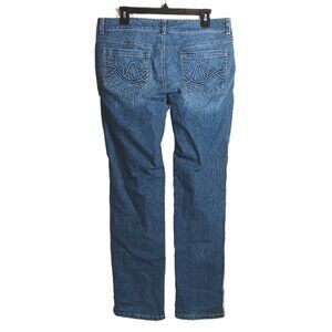 New York & Co Slim Slouch Jeans Womens 10 Medium Wash Mid Rise Straight Stretch